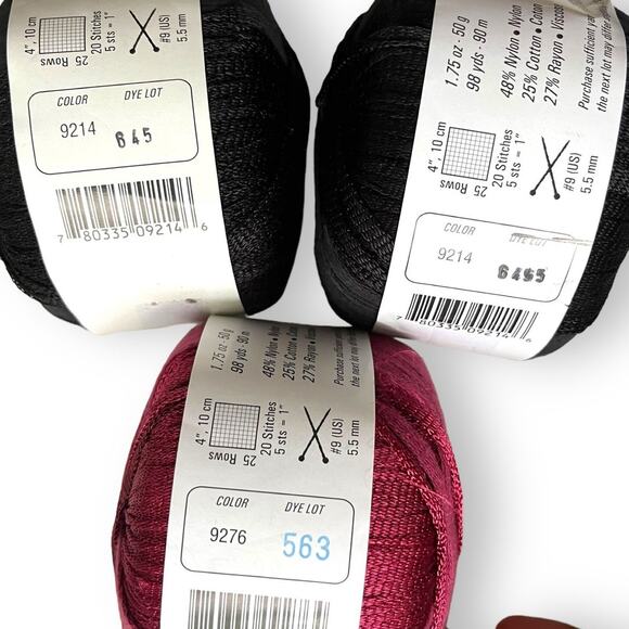 3 Skeins Berroco BOHO Worsted Yarn 🧶 9214 Black & 9276 Dk Red - Picture 9 of 12